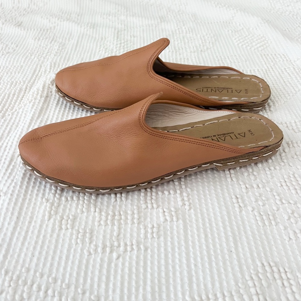 Atlantis Turkish Slides Handmade Leather Mules — Grounding Shoes - Picture 2 of 5